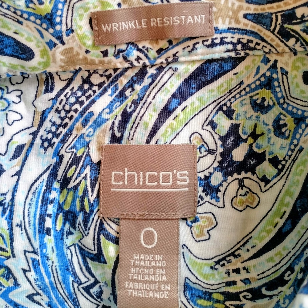 Chico's Paisley 3/4 Sleeve Button Down